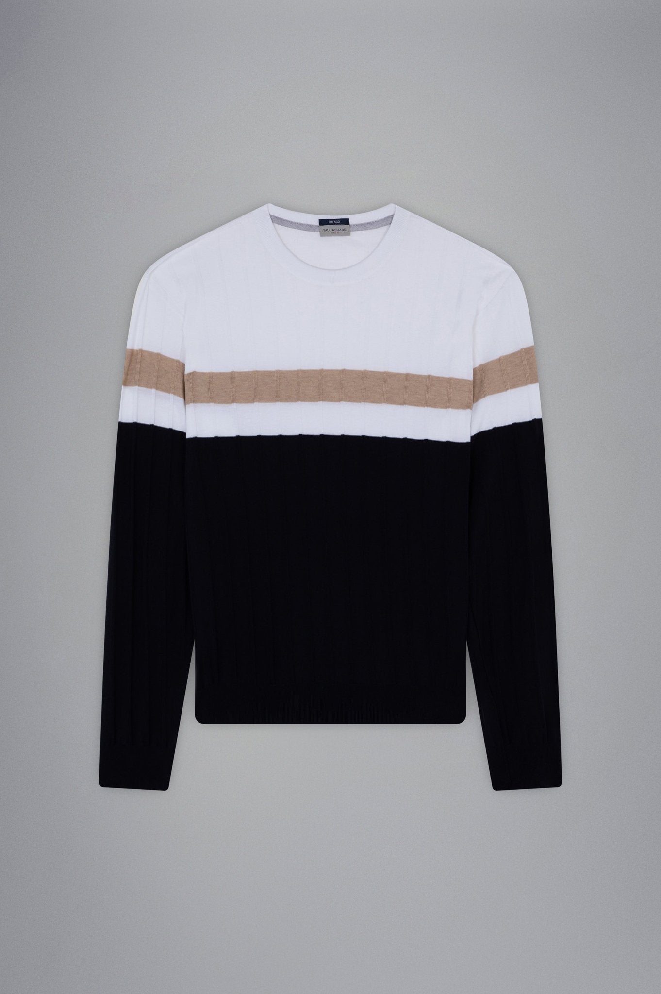 PAUL & SHARK Ribbed Crewneck Knit WHITE / BLUE / BEIGE - Henry BucksKnitwear61SS240007 - WHTBLBEIG - M