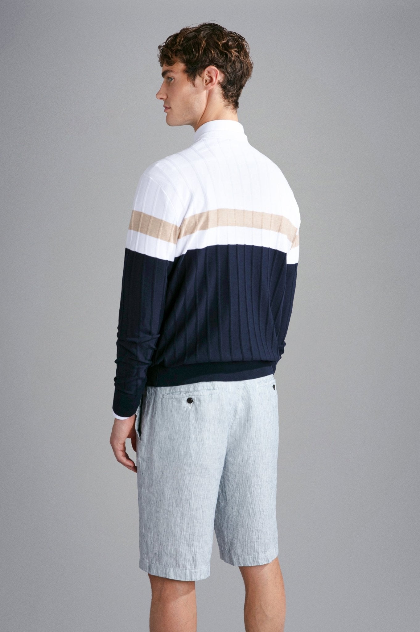 PAUL & SHARK Ribbed Crewneck Knit WHITE / BLUE / BEIGE - Henry BucksKnitwear61SS240007 - WHTBLBEIG - M