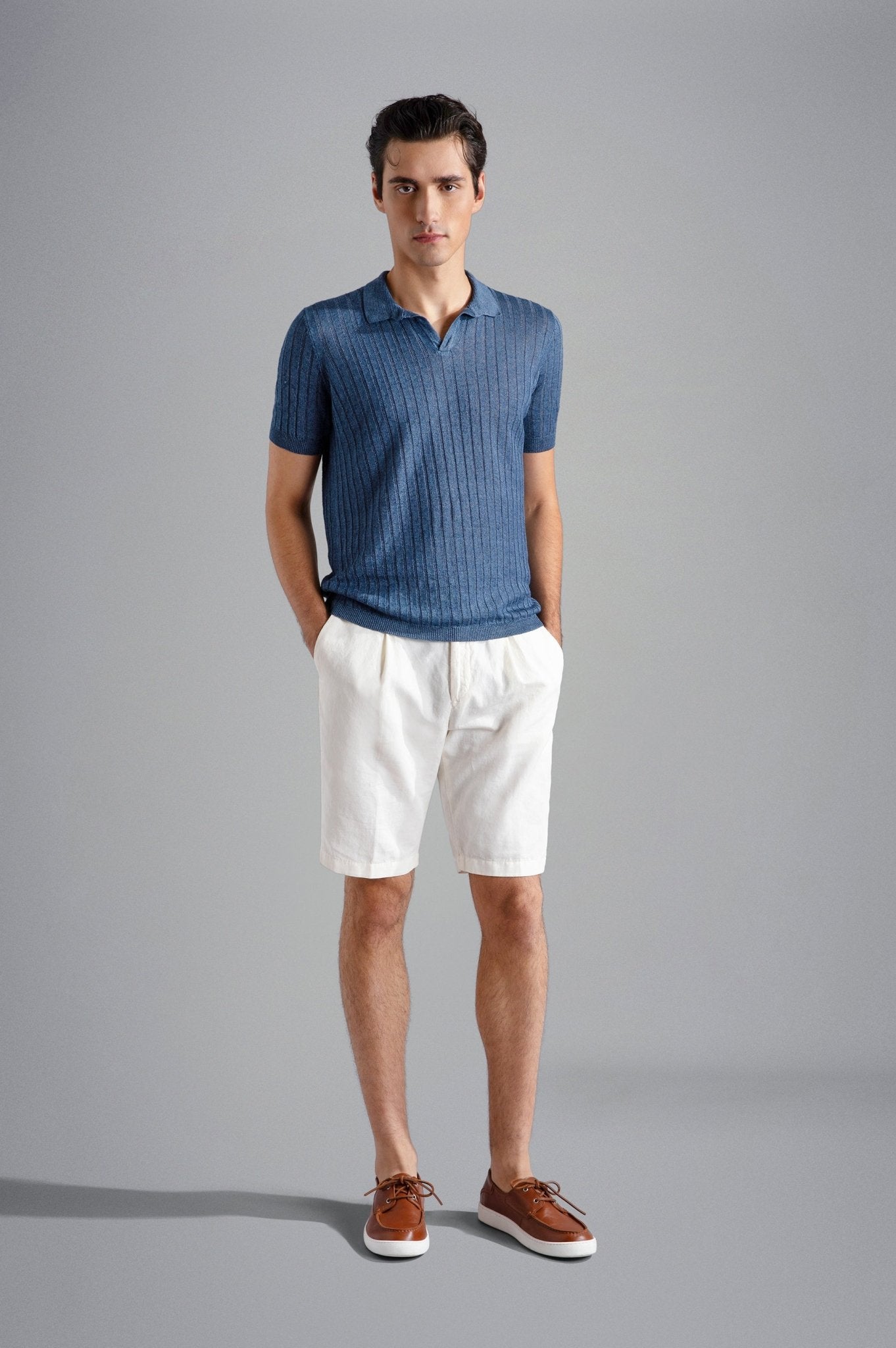 PAUL & SHARK Ribbed Knitskipper Polo INDIGO - Henry Bucks