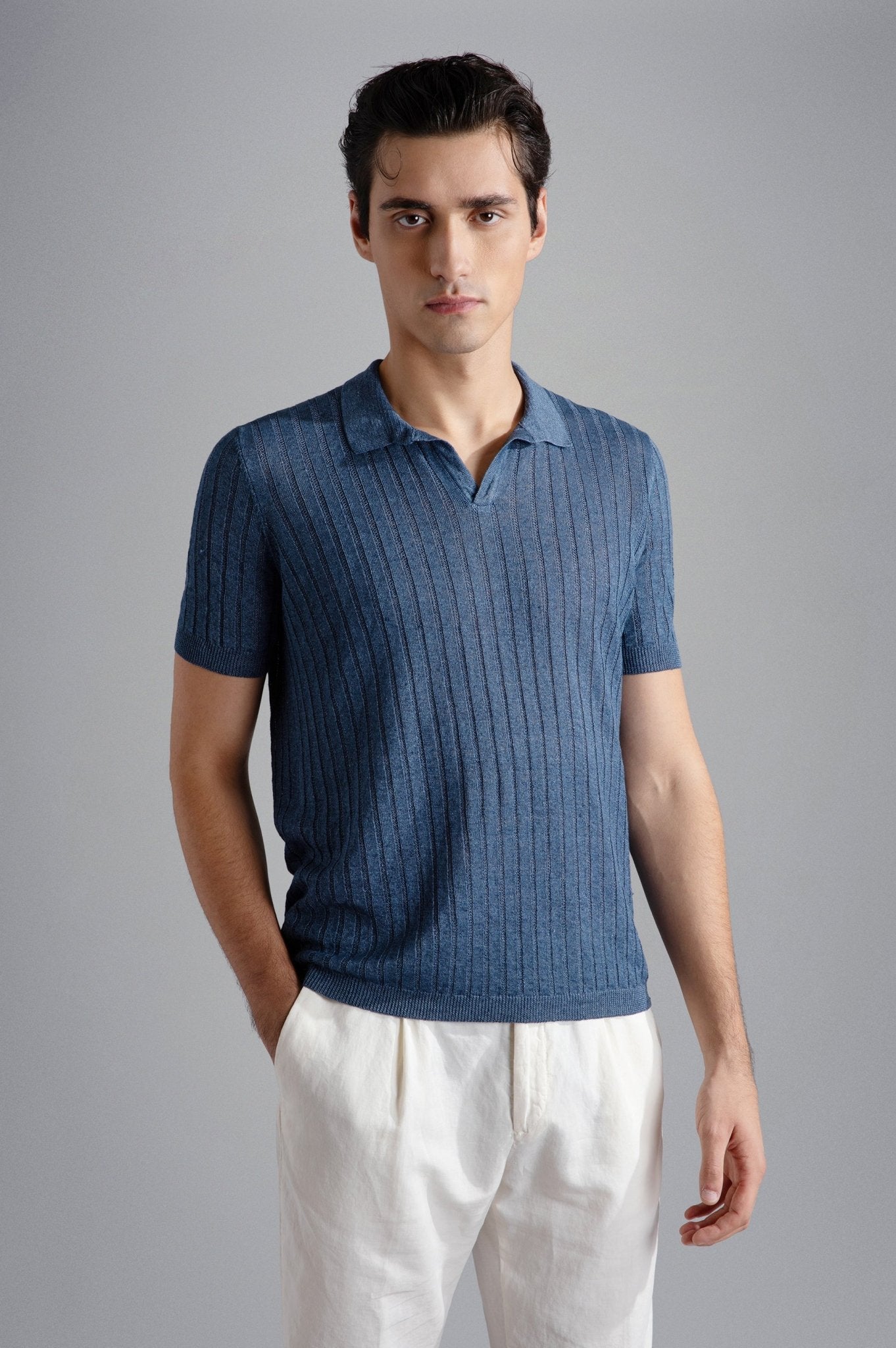 PAUL & SHARK Ribbed Knitskipper Polo INDIGO - Henry Bucks