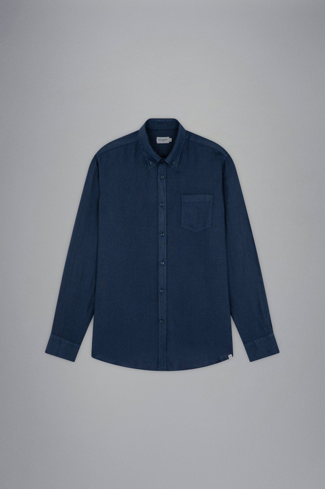 PAUL & SHARK Riviera Garment Dyed Linen Long Sleeve Shirt NAVY - Henry Bucks