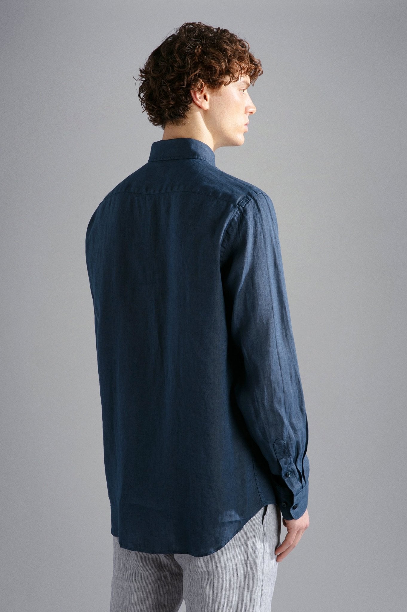 PAUL & SHARK Riviera Garment Dyed Linen Long Sleeve Shirt NAVY - Henry Bucks