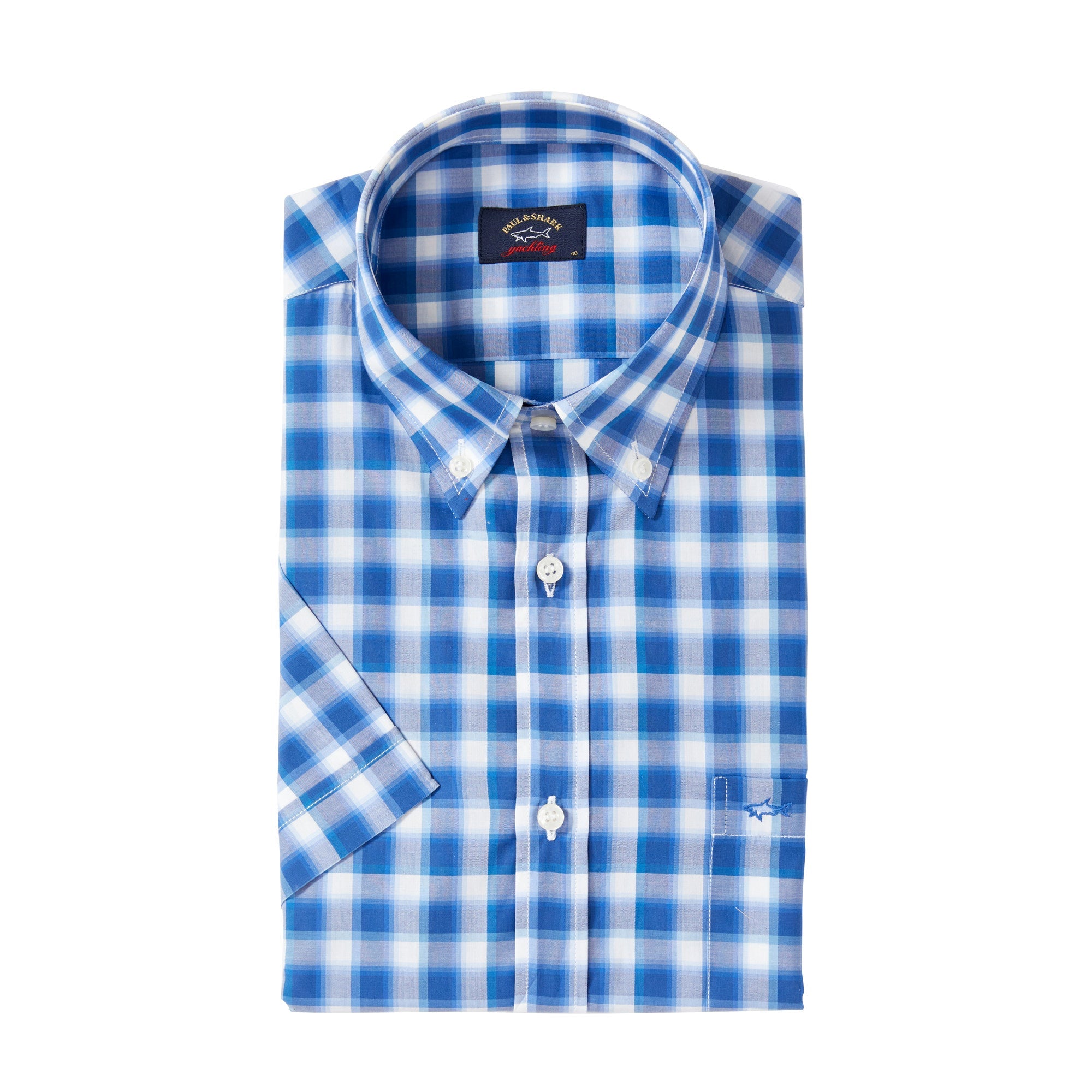 PAUL & SHARK Short Sleeve Check Shirt BLUE - Henry BucksShirts05SS213287 - BLUE - 38/S