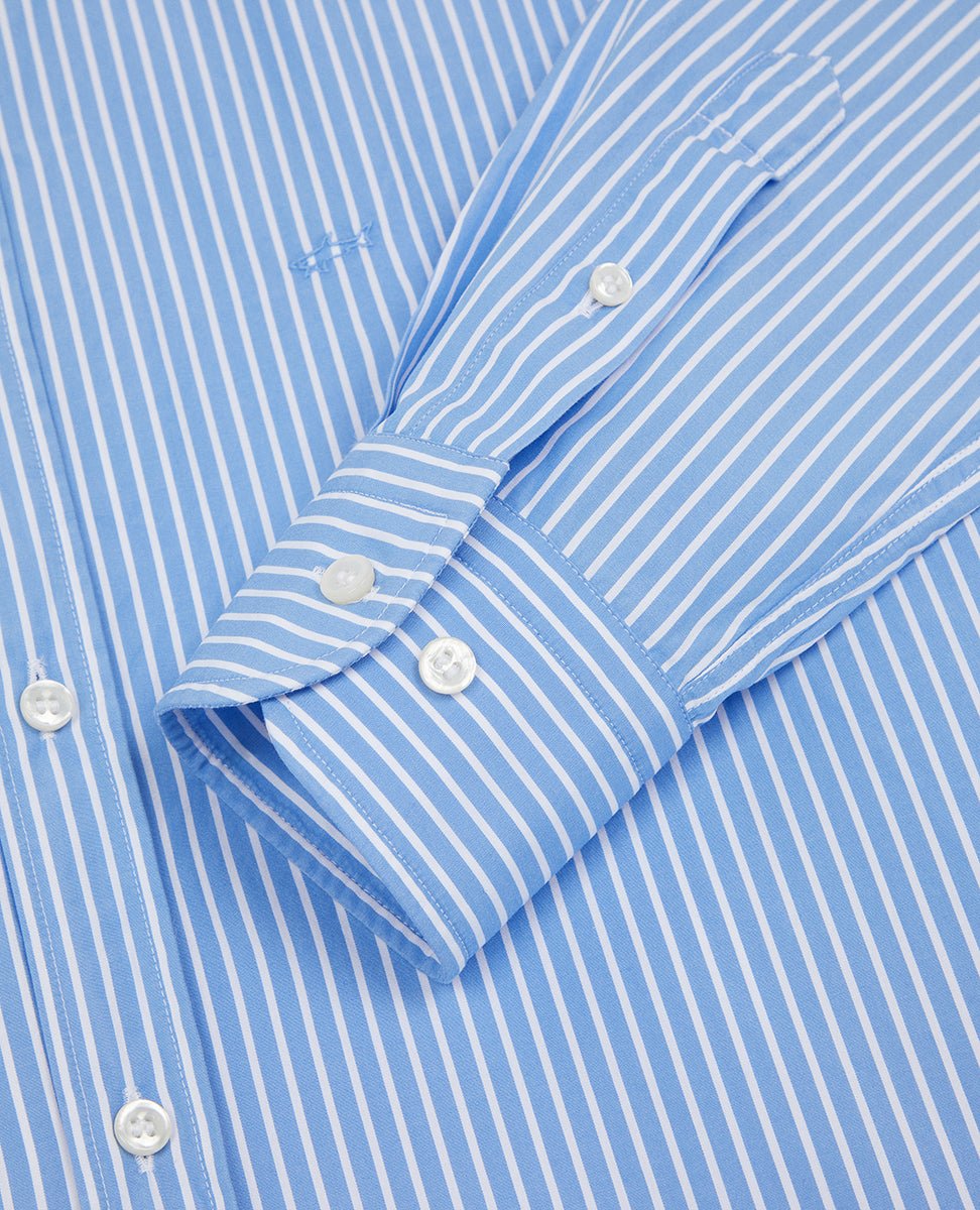 PAUL & SHARK Striped Cotton Poplin Shirt SKY/WHITE - Henry Bucks