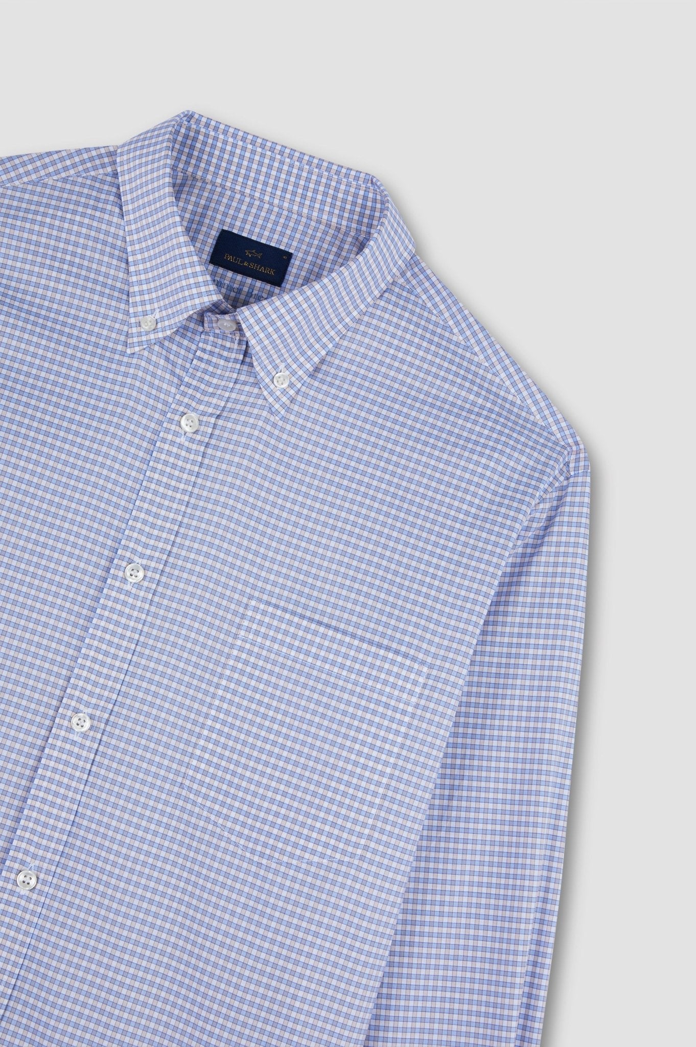 PAUL & SHARK Summer Cotton Button Down Shirt BLUE/ORANGE - Henry Bucks