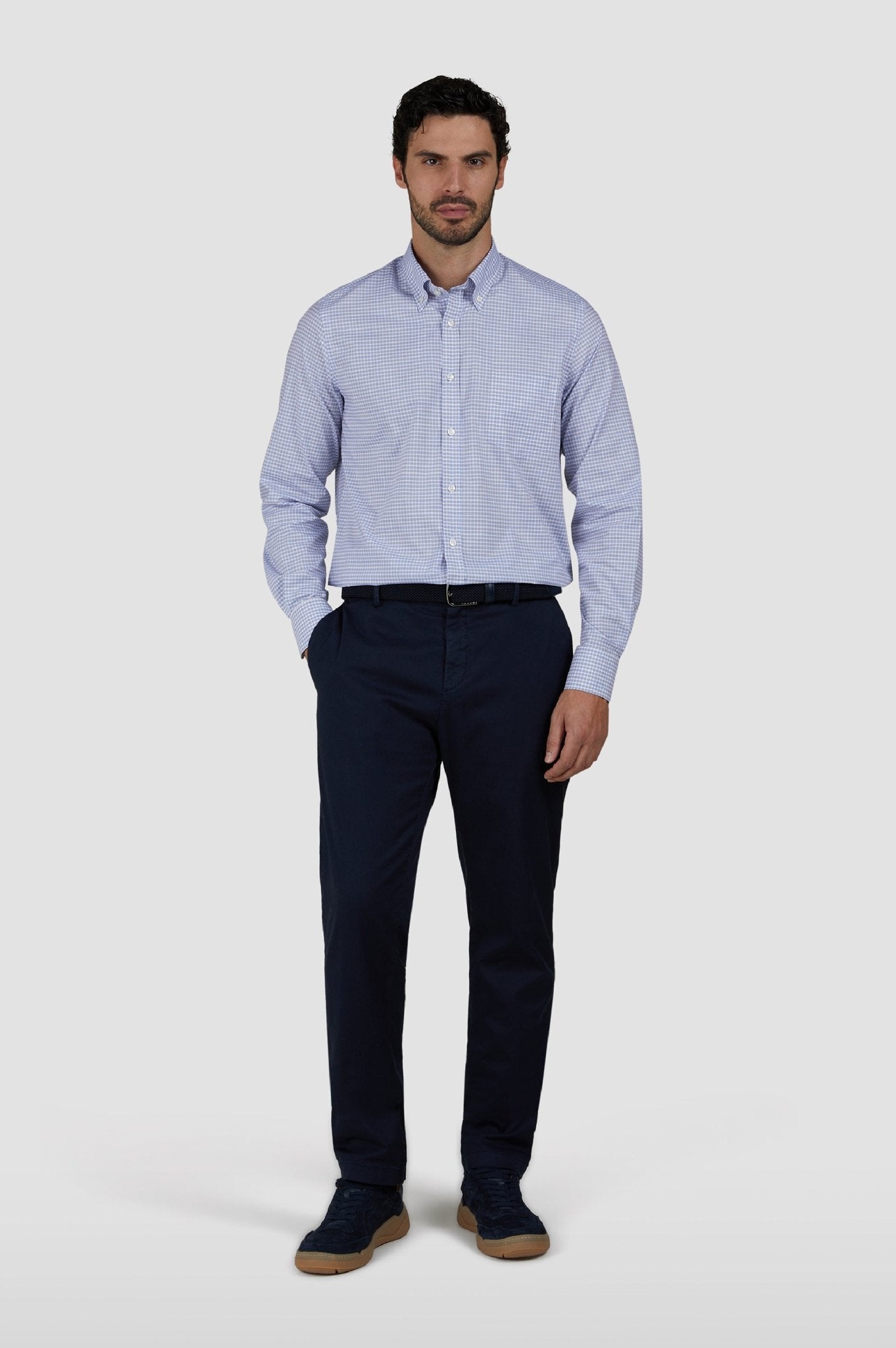 PAUL & SHARK Summer Cotton Button Down Shirt BLUE/ORANGE - Henry Bucks