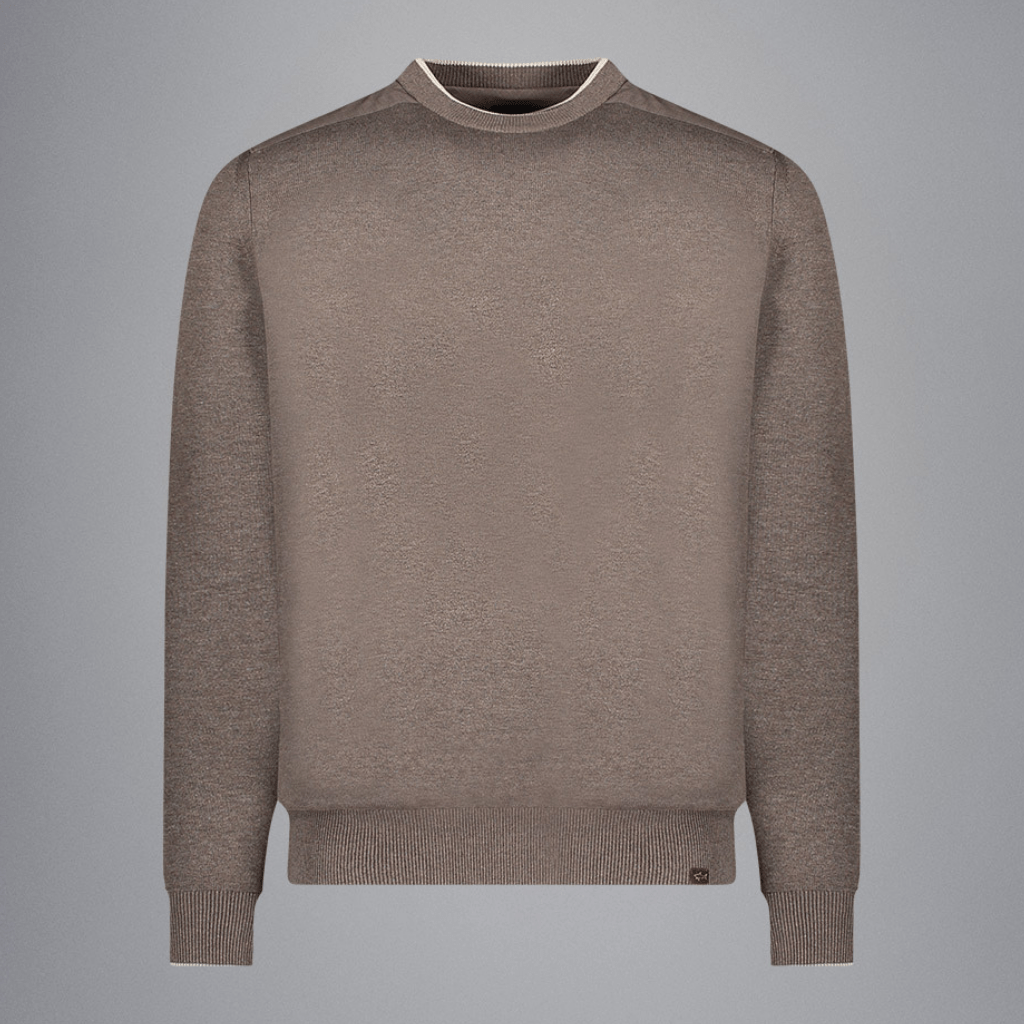PAUL & SHARK Wool Silk Crewneck Long Sleeve Knit BEIGE - Henry Bucks