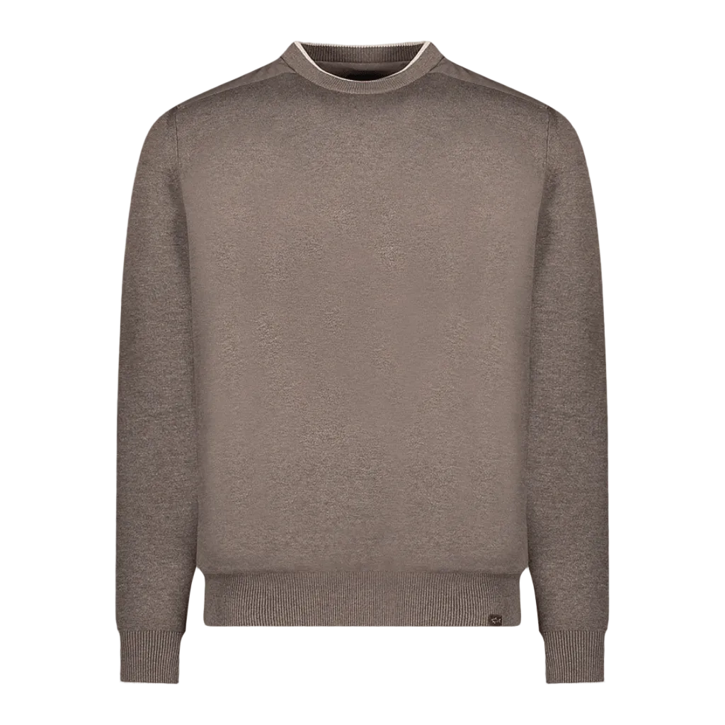 PAUL & SHARK Wool Silk Crewneck Long Sleeve Knit BEIGE - Henry Bucks