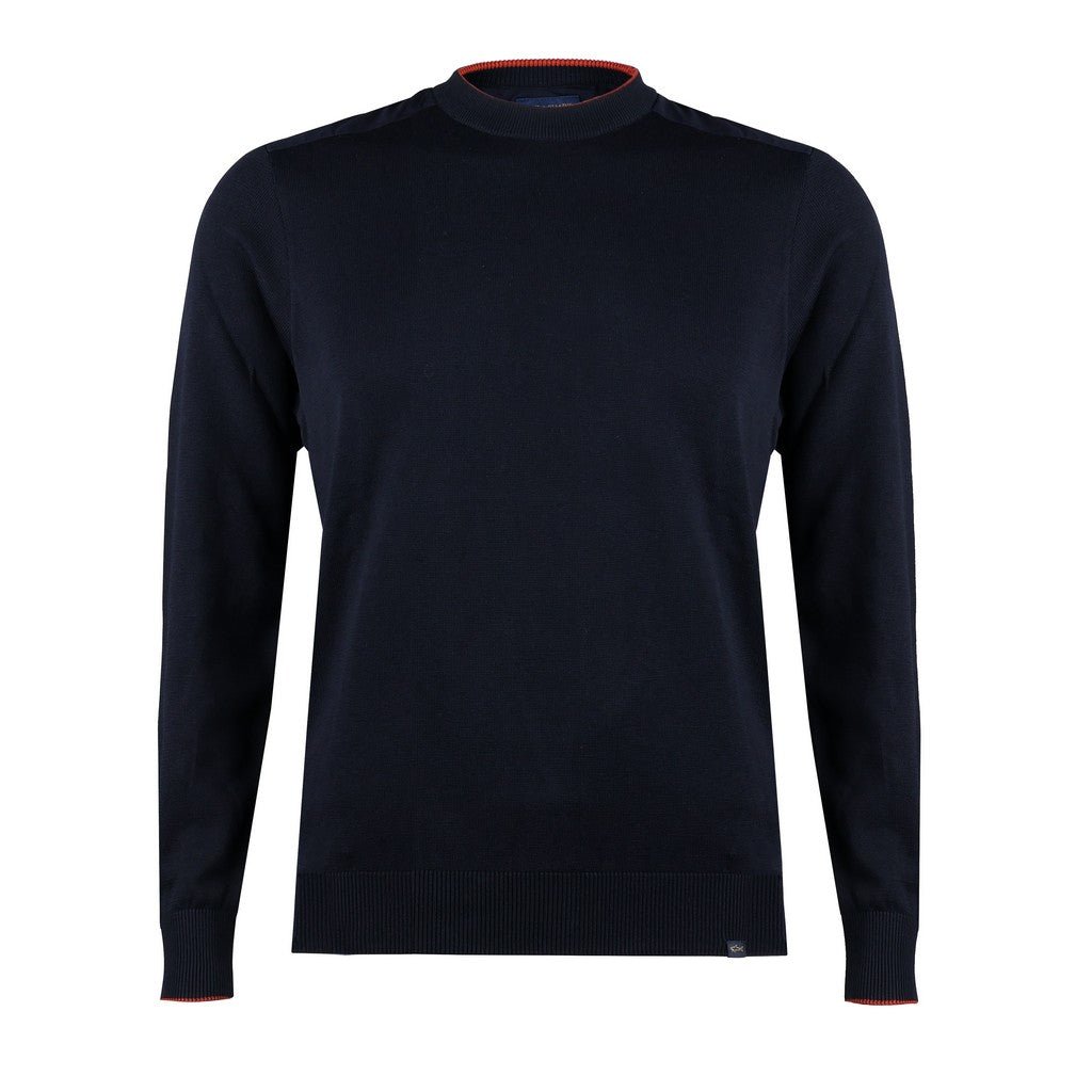 PAUL & SHARK Wool Silk Crewneck Long Sleeve Knit NAVY - Henry Bucks
