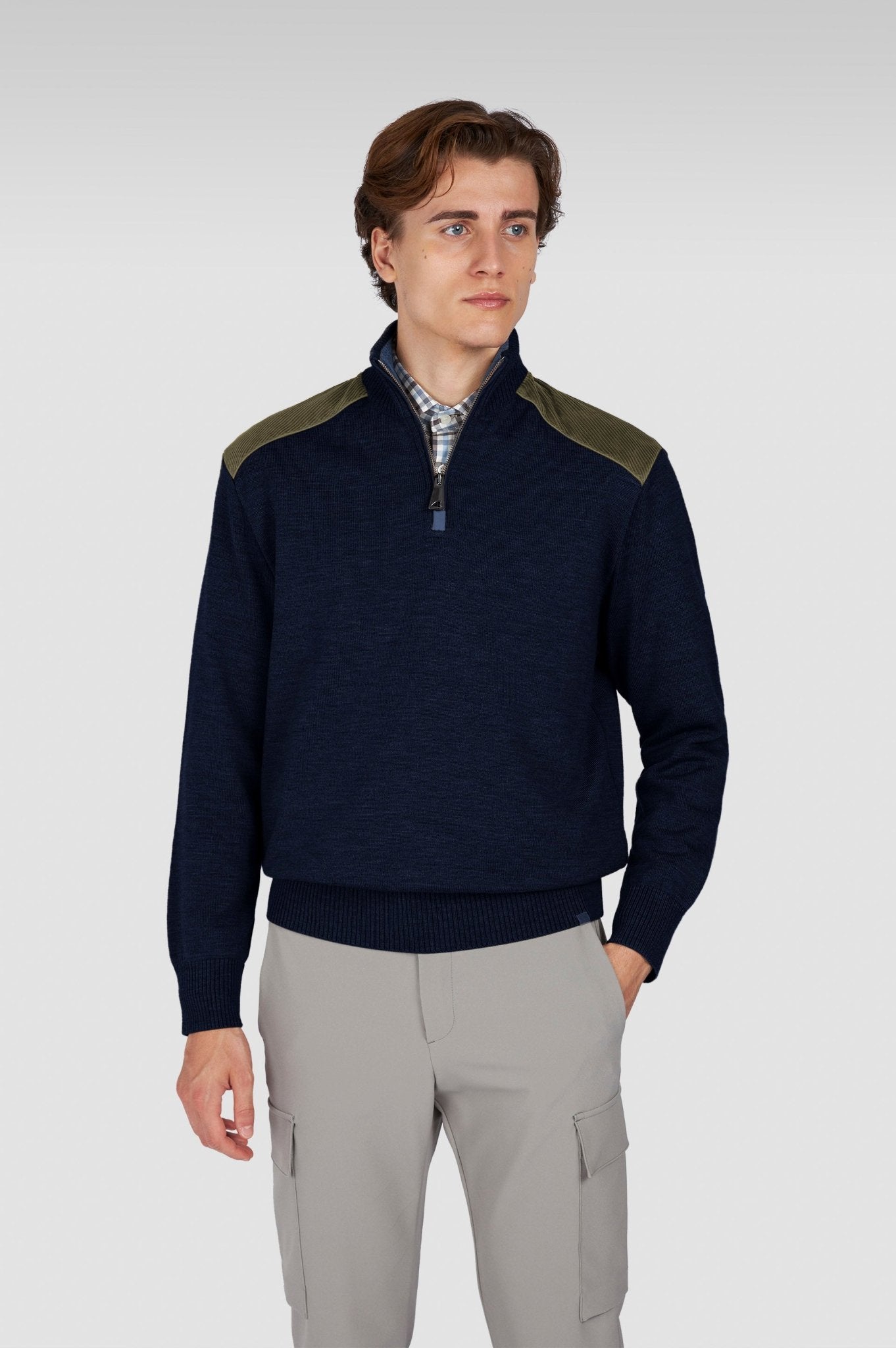 PAUL & SHARK Wool Velvet Half Zip Sweater NAVY - Henry Bucks