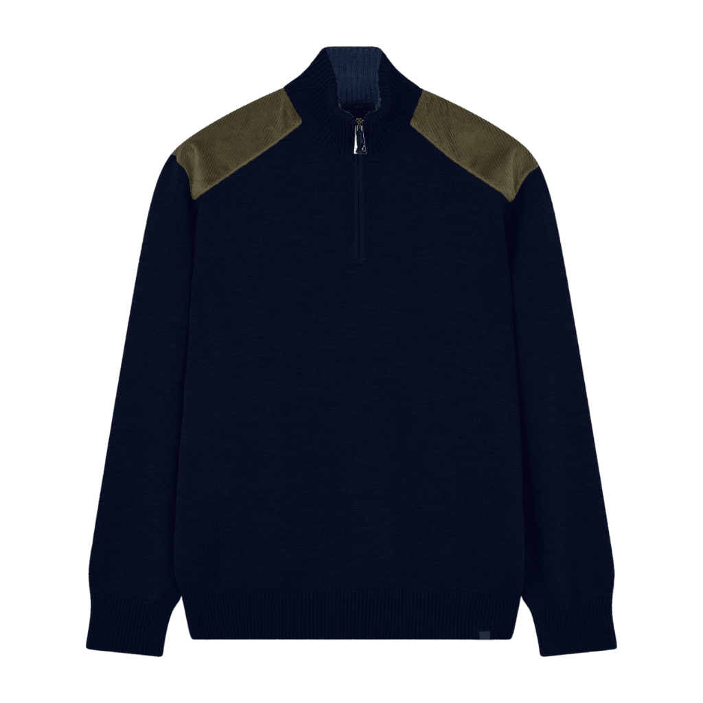 PAUL & SHARK Wool Velvet Half Zip Sweater NAVY - Henry Bucks