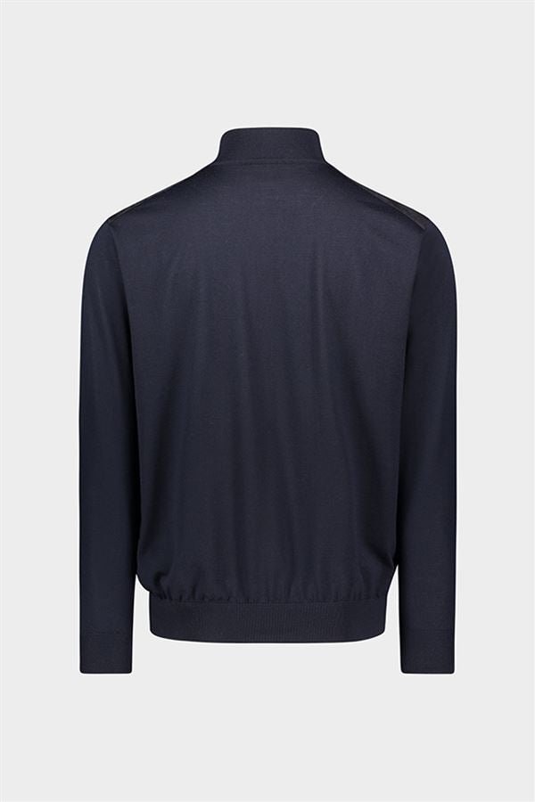 PAUL&SHARK Beaufront Wool Mock Zip Knit with Leather NAVY - Henry BucksKnitwear46SS230005 - NAVY - M