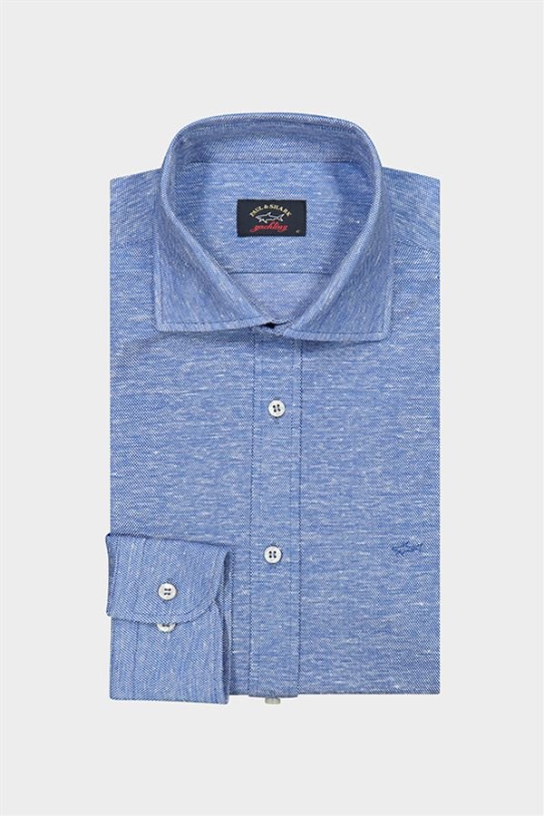 PAUL&SHARK Cotton & Linen Pique Knit Shirt COBALT - Henry BucksShirts38SS230043 - COBALT - 40