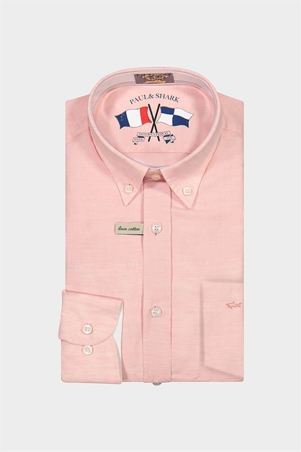 PAUL&SHARK Cotton & Linen Shirt PINK - Henry BucksShirts38SS230042 - PINK - 40