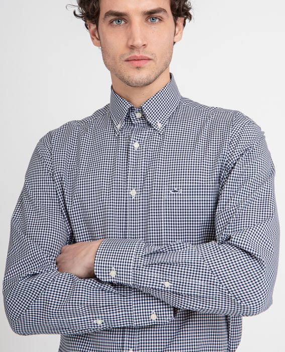 PAUL&SHARK Gingham Shirt NAVY/WHITE - Henry BucksShirts38COP3004 - NVWH - 40