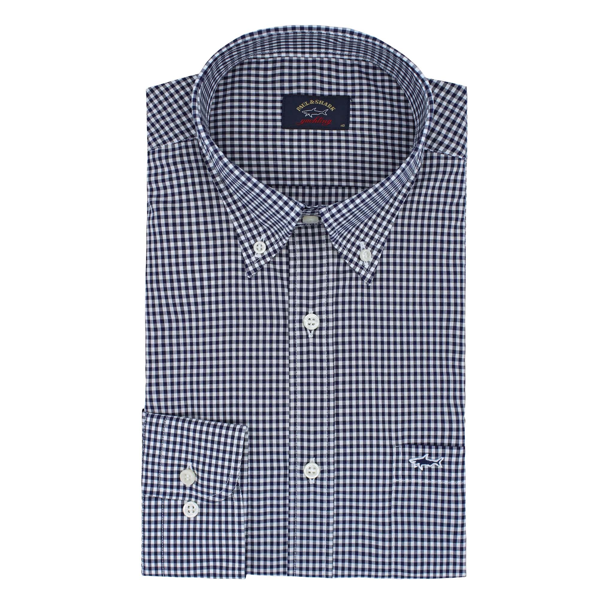 PAUL&SHARK Gingham Shirt NAVY/WHITE - Henry BucksShirts38COP3004 - NVWH - 40