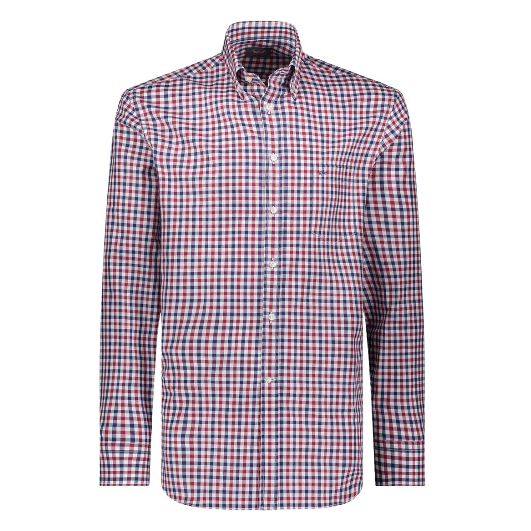 PAUL&SHARK Poplin Check Shirt BLUE/BURGUNDY - Henry BucksShirts38AW230012 - BLUBURG - 39