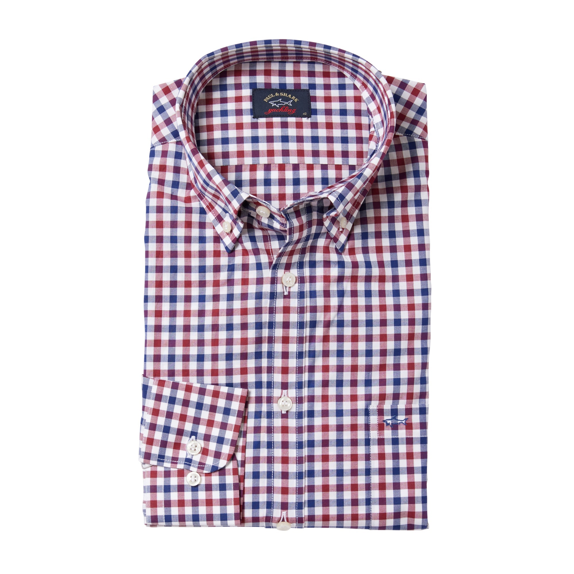 PAUL&SHARK Poplin Check Shirt BLUE/BURGUNDY - Henry BucksShirts38AW230012 - BLUBURG - 39