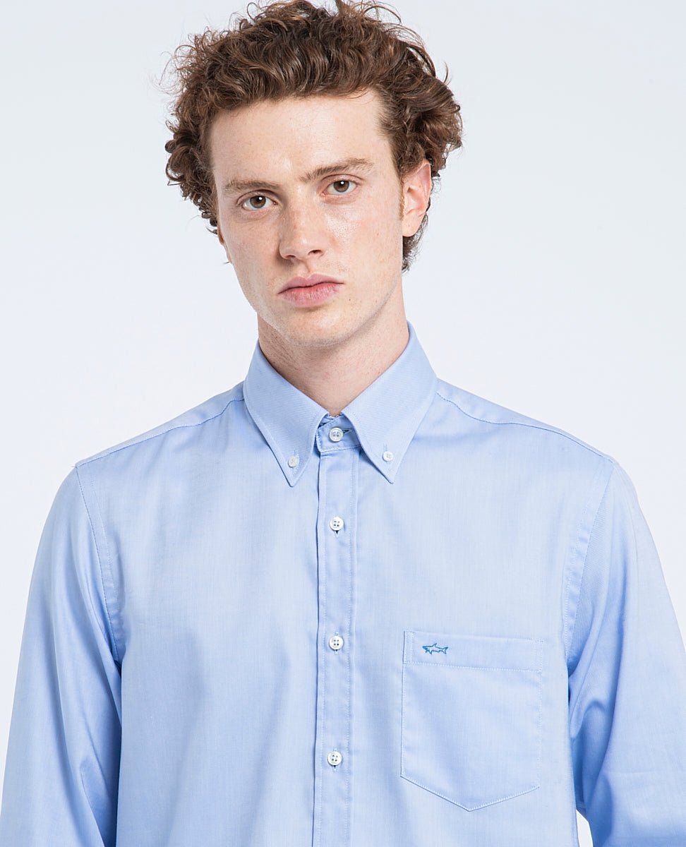 PAUL&SHARK Striped Collar Oxford Shirt LIGHT BLUE - Henry BucksShirts38AW230014 - LTBL - 39