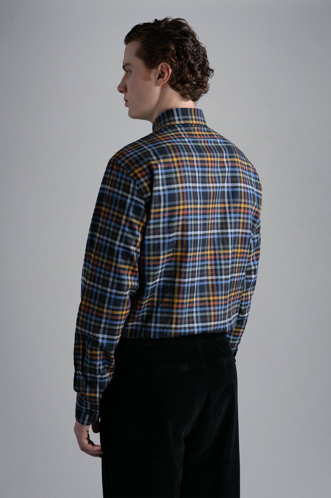 PAUL&SHARK X Long Sleeve Flannel Tartan Shirt BLACK/GREY/RED/BLUE - Henry BucksShirts38AW240043 - BLKGREDBLU - 40