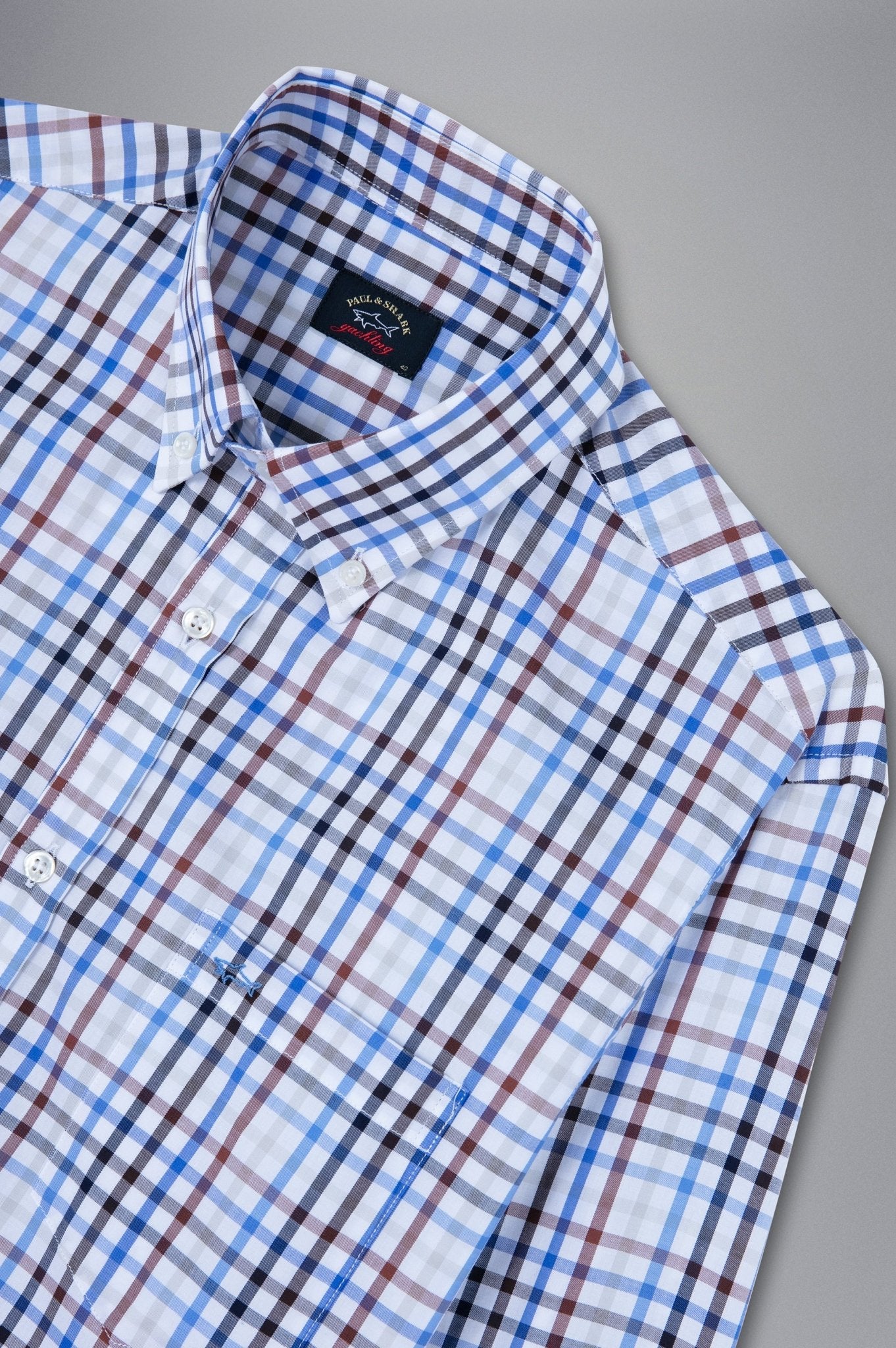 PAUL&SHARK X Long Sleeve Twill Check Shirt BLUE/BROWN/NAVY/WHITE - Henry BucksShirts38AW240046 - BLBRNVYWHT - 40