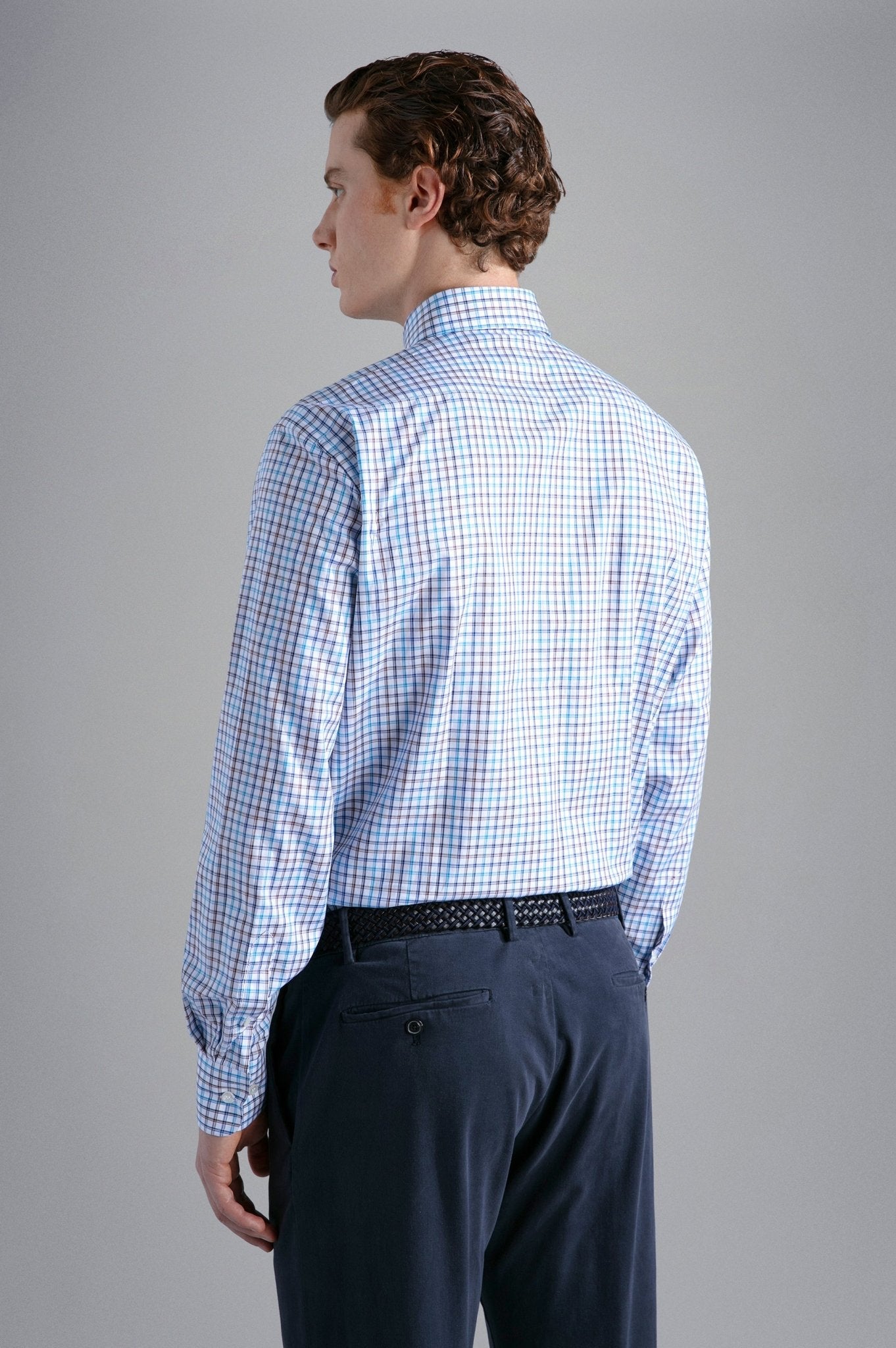 PAUL&SHARK X Long Sleeve Twill Check Shirt BLUE/TAN/WHITE - Henry BucksShirts38AW240042 - BLTNWHT - 40