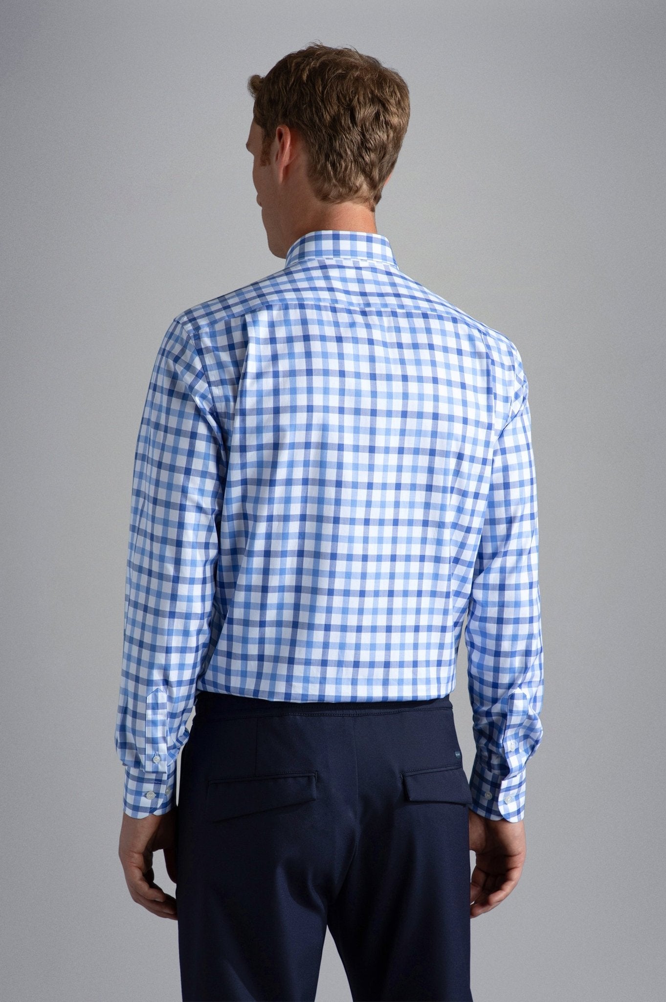 PAUL&SHARK X Long Sleeve Twill Check Shirt NAVY/WHITE/BLUE - Henry BucksShirts38AW240045 - NVWHBLU - 40