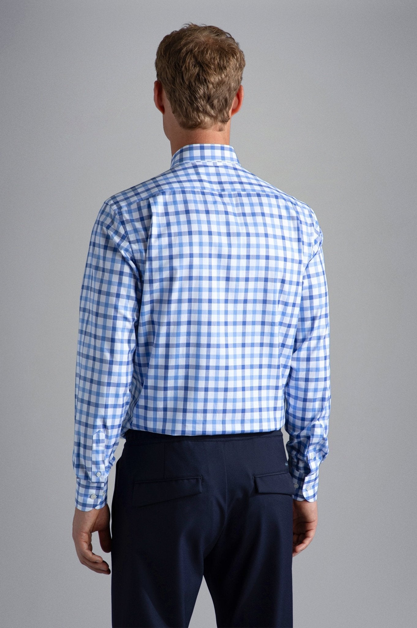 PAUL&SHARK X Long Sleeve Twill Check Shirt NAVY/WHITE/BLUE - Henry BucksShirts38AW240045 - NVWHBLU - 40