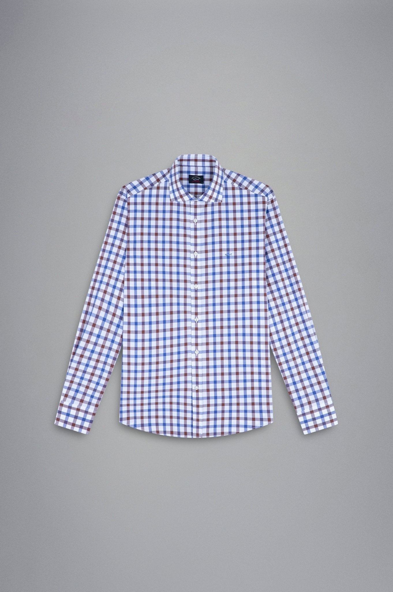 PAUL&SHARK X Long Sleeve Twill Check Shirt PALE BLUE/WHITE/BROWN - Henry BucksShirts38AW240045 - PBLUWHTBR - 40