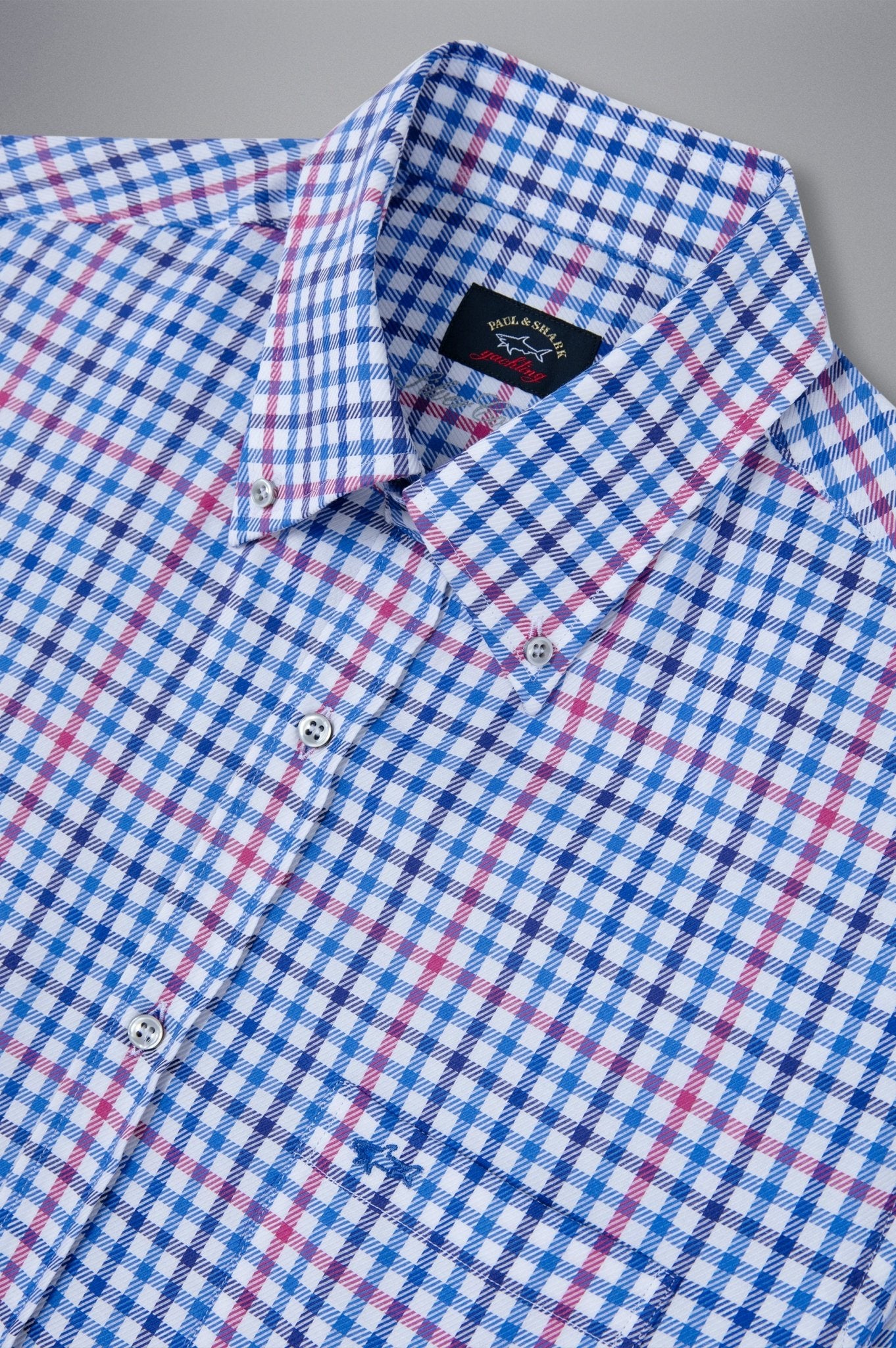 PAUL&SHARK X Long Sleeve Twill Check Shirt RED/WHITE/BLUE - Henry BucksShirts38AW240041 - REDWHTBLU - 40