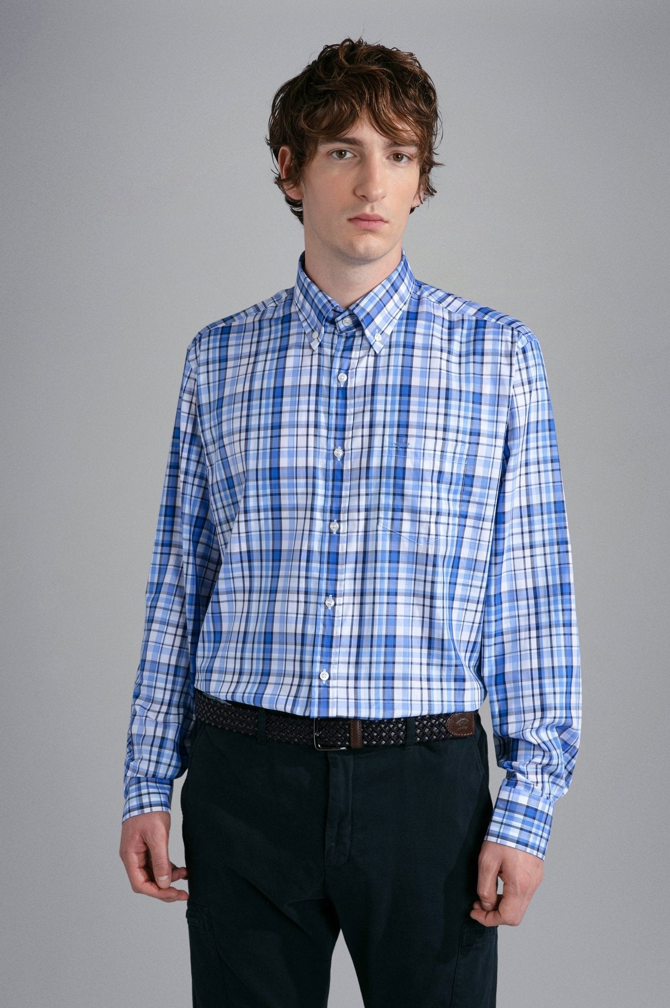 PAUL&SHARK X Long Sleeve Twill Check Shirt WHITE/BLUE - Henry BucksShirts38AW240047 - WHTBLU - 40