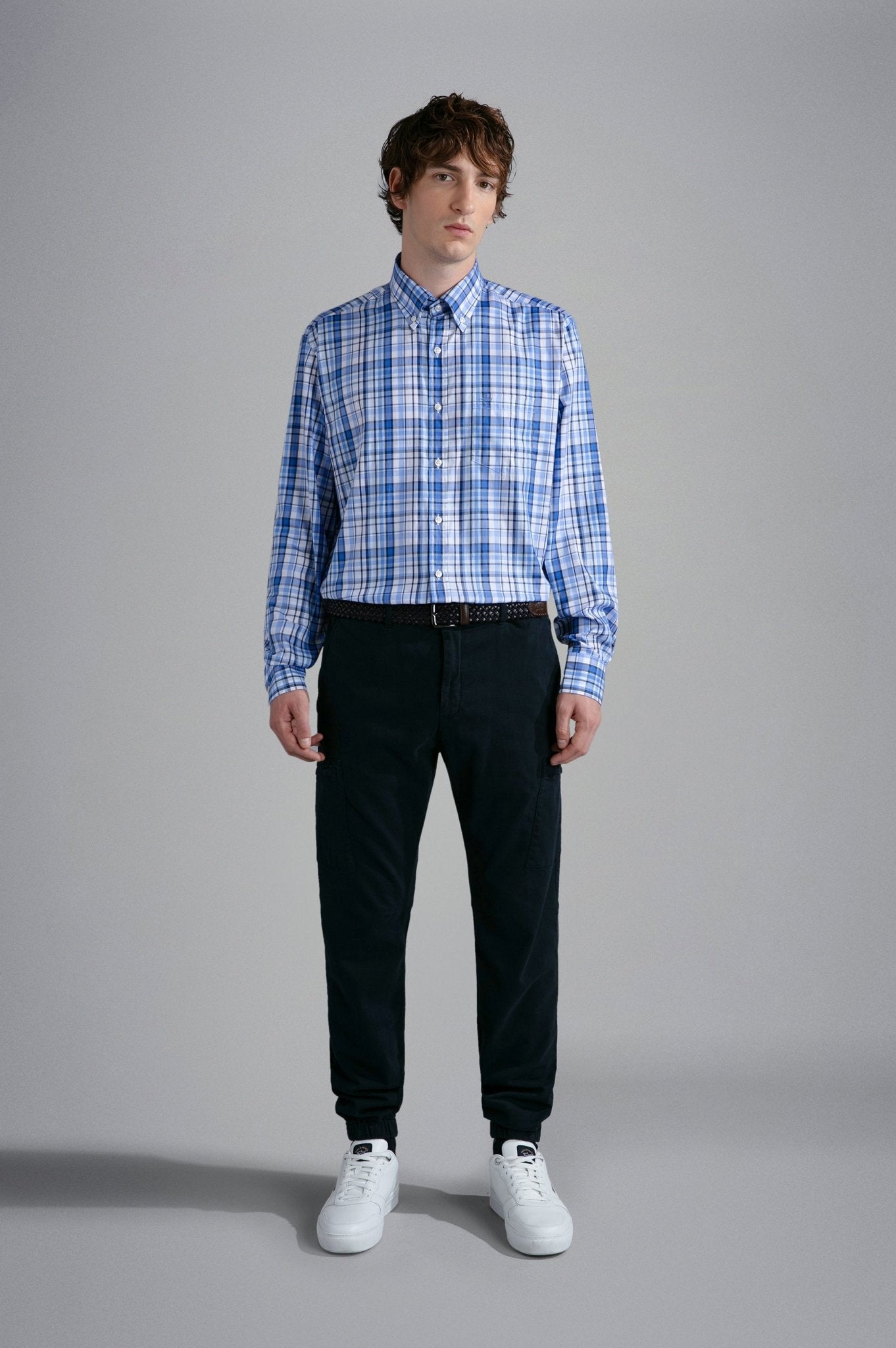 PAUL&SHARK X Long Sleeve Twill Check Shirt WHITE/BLUE - Henry BucksShirts38AW240047 - WHTBLU - 40