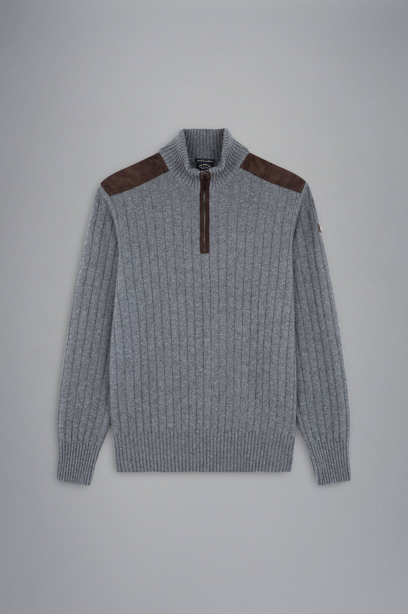 PAUL&SHARK X Wool Cashmere 1/4 Zip Crew Knit GREY BROWN - Henry BucksKnitwear46AW240031 - GRBN - M