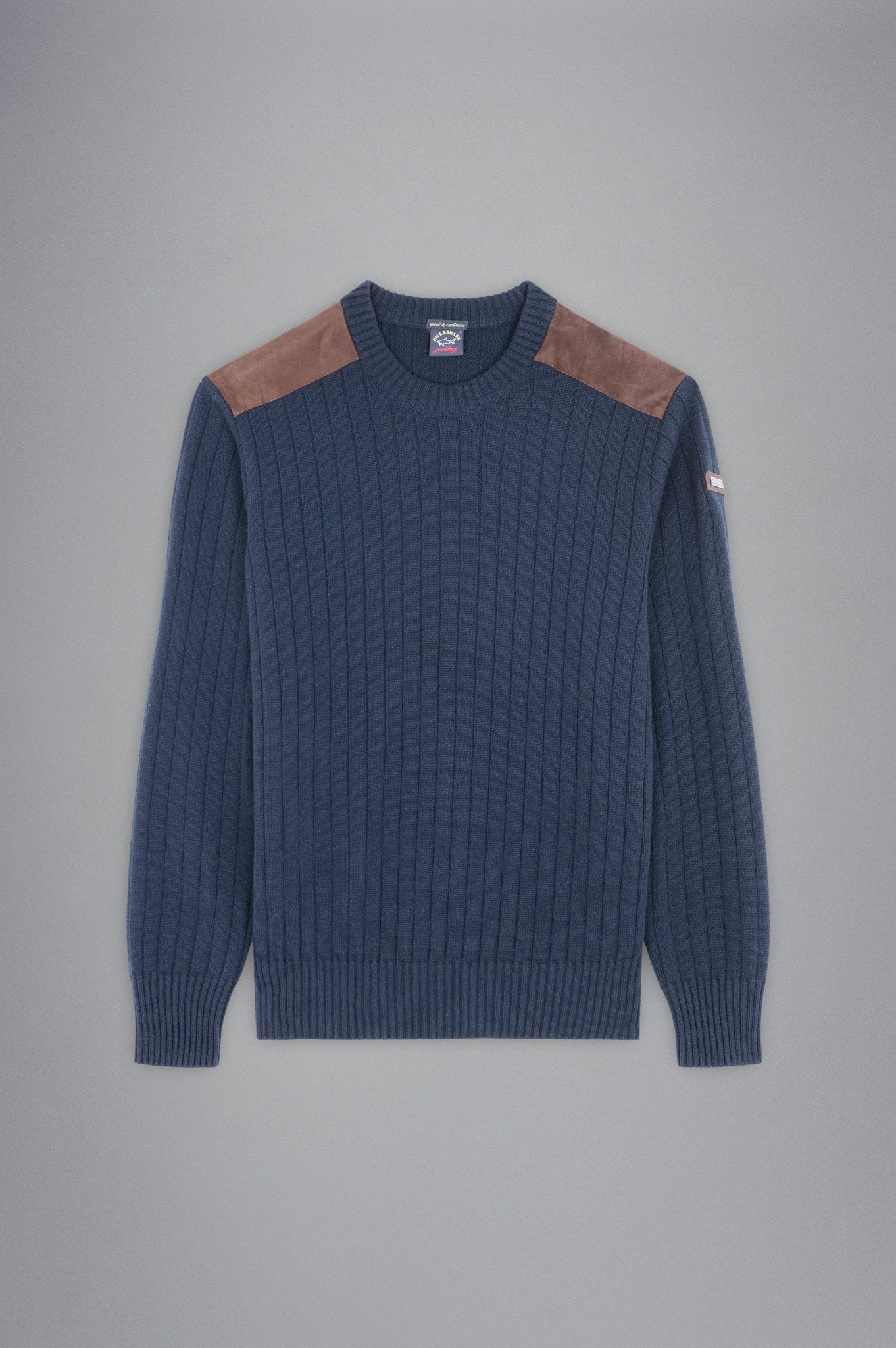 PAUL&SHARK X Wool Leather Crew Knit NAVY - Henry BucksKnitwear46AW240032 - NAVY - M