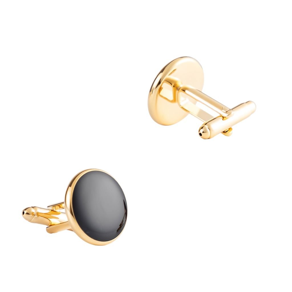 Round Cufflinks Black/Gold - Henry Bucks