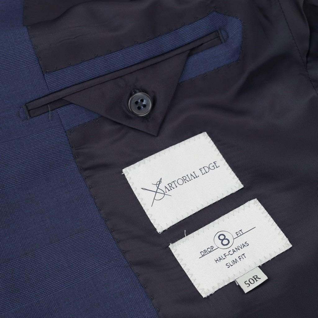 SARTORIAL EDGE VBC S150's Wool Slim Fit Suit MID NAVY - Henry Bucks
