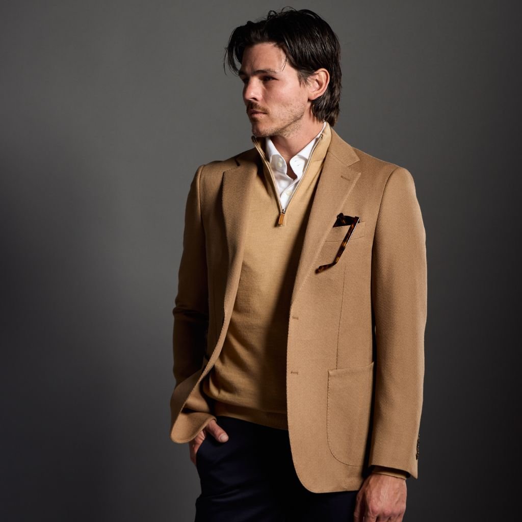 SARTORIAL EDGE Wool Casual Single Breasted Blazer CAMEL REG - Henry Bucks