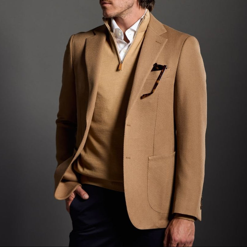 SARTORIAL EDGE Wool Casual Single Breasted Blazer CAMEL REG - Henry Bucks