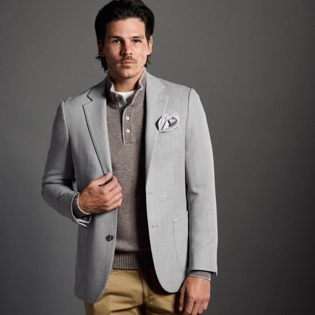 SARTORIAL EDGE Wool Casual Single Breasted Blazer GREY REG - Henry Bucks