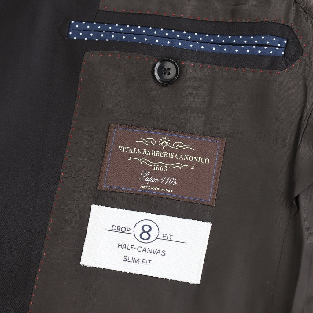 SARTORIAL EDGE Wool Notch Lapel Single Breasted Drop 8 Suit BLACK REG - Henry Bucks