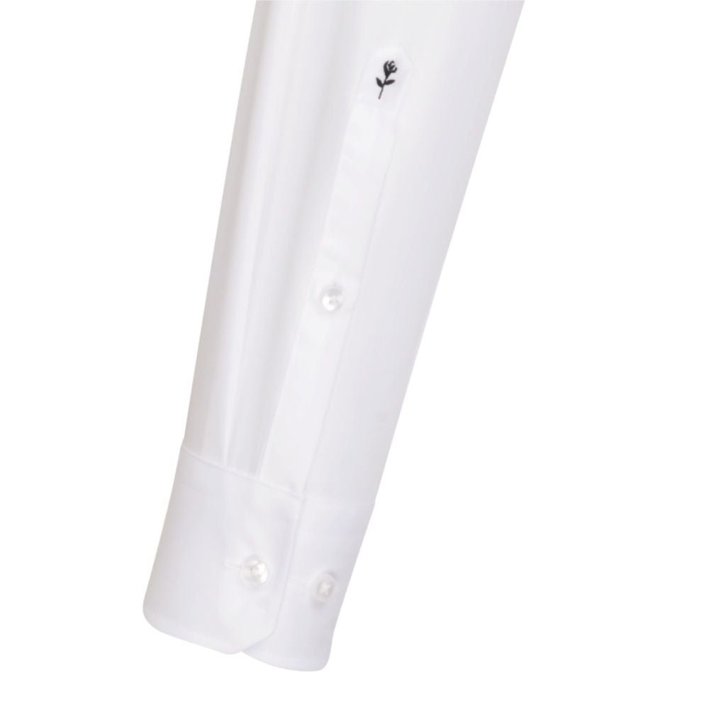 SEIDENSTICKER Cotton Poplin Shirt Single Cuff Slim Fit WHITE - Henry Bucks