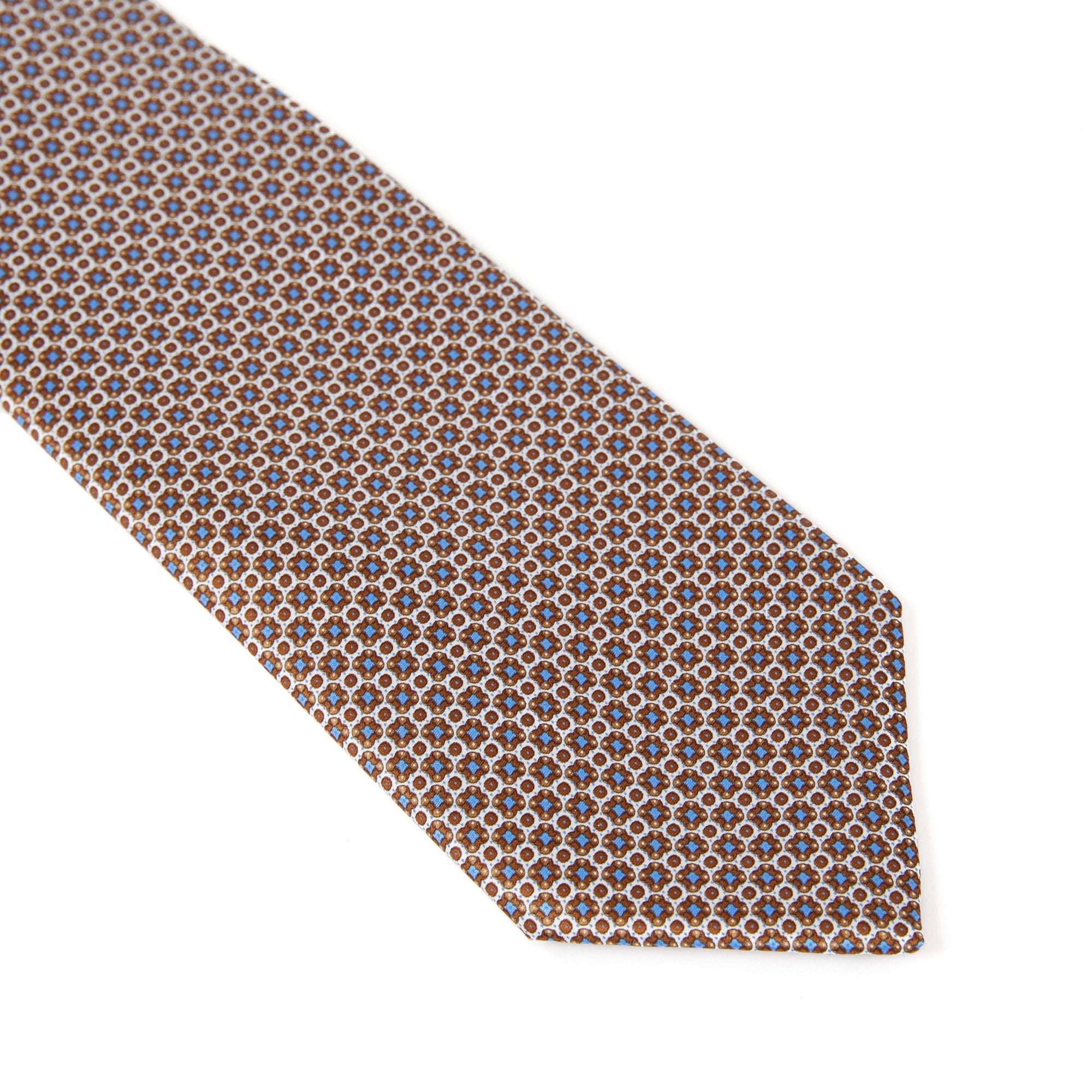 STEFANO RICCI Circle Pattern Tie BLUE/BROWN - Henry BucksTies13SS220085 - BLUBRN