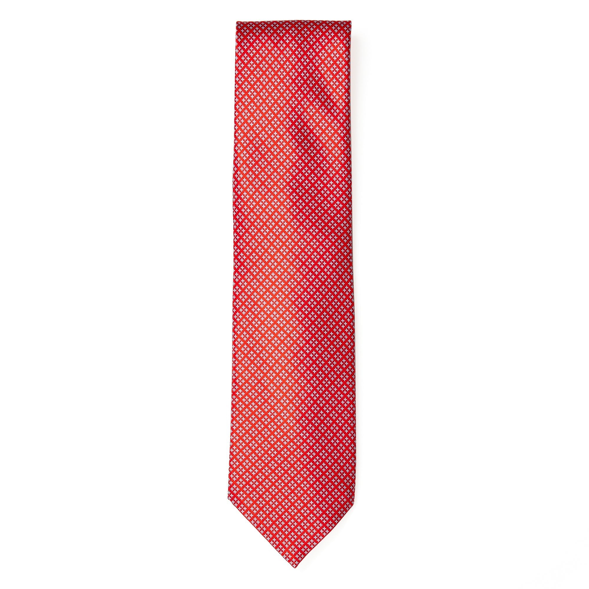 STEFANO RICCI Luxury Hand Made Silk Tie RED/WHITE - Henry BucksTies13AW230115 - RDWHT