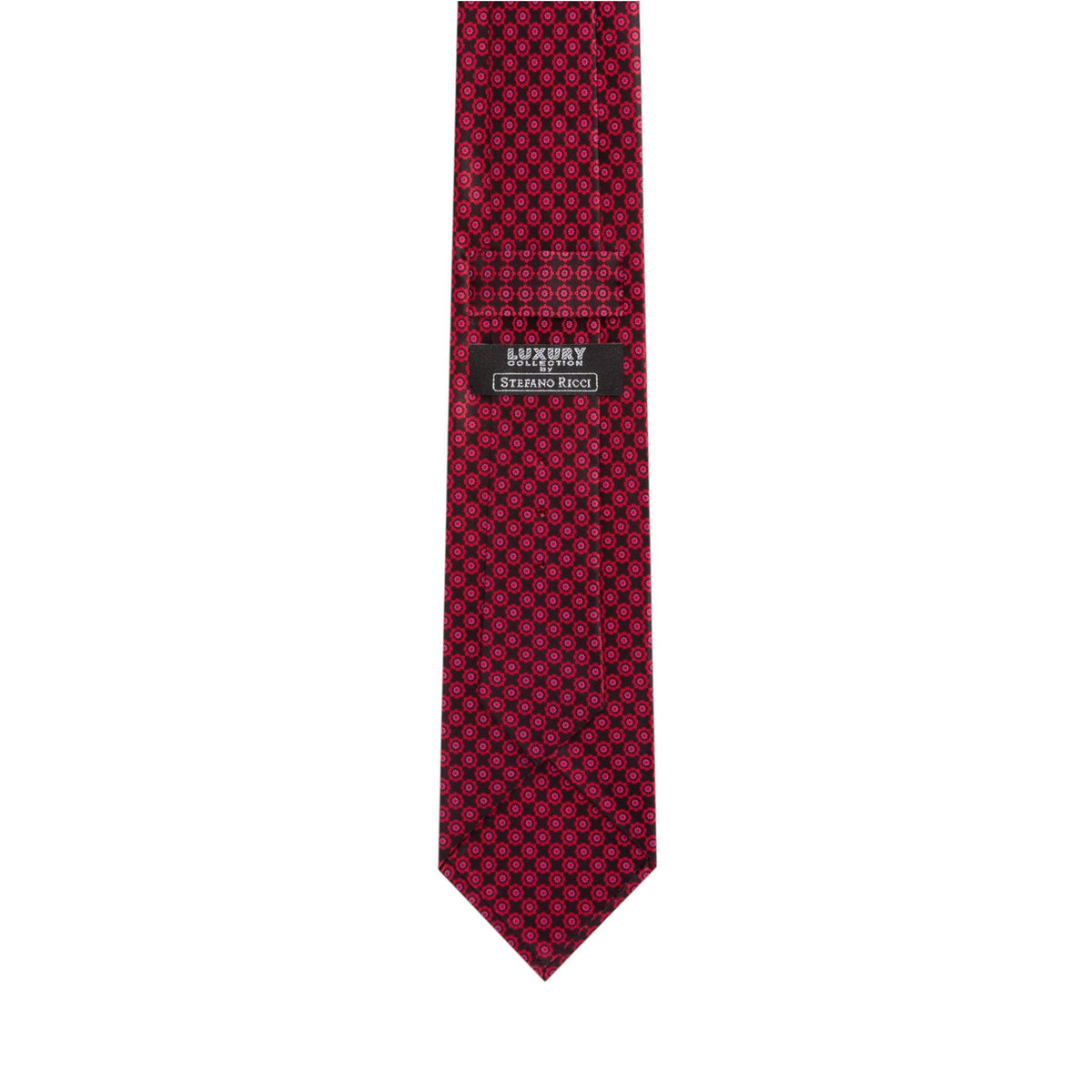 STEFANO RICCI Luxury Hand Printed Silk Tie BLACK/RED - Henry Bucks