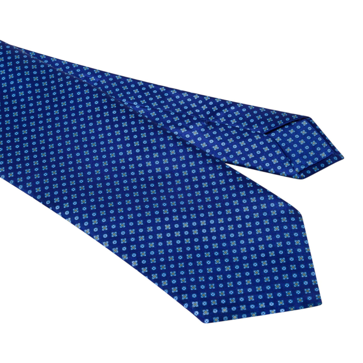 STEFANO RICCI Luxury Hand Printed Silk Tie BLUE - Henry Bucks