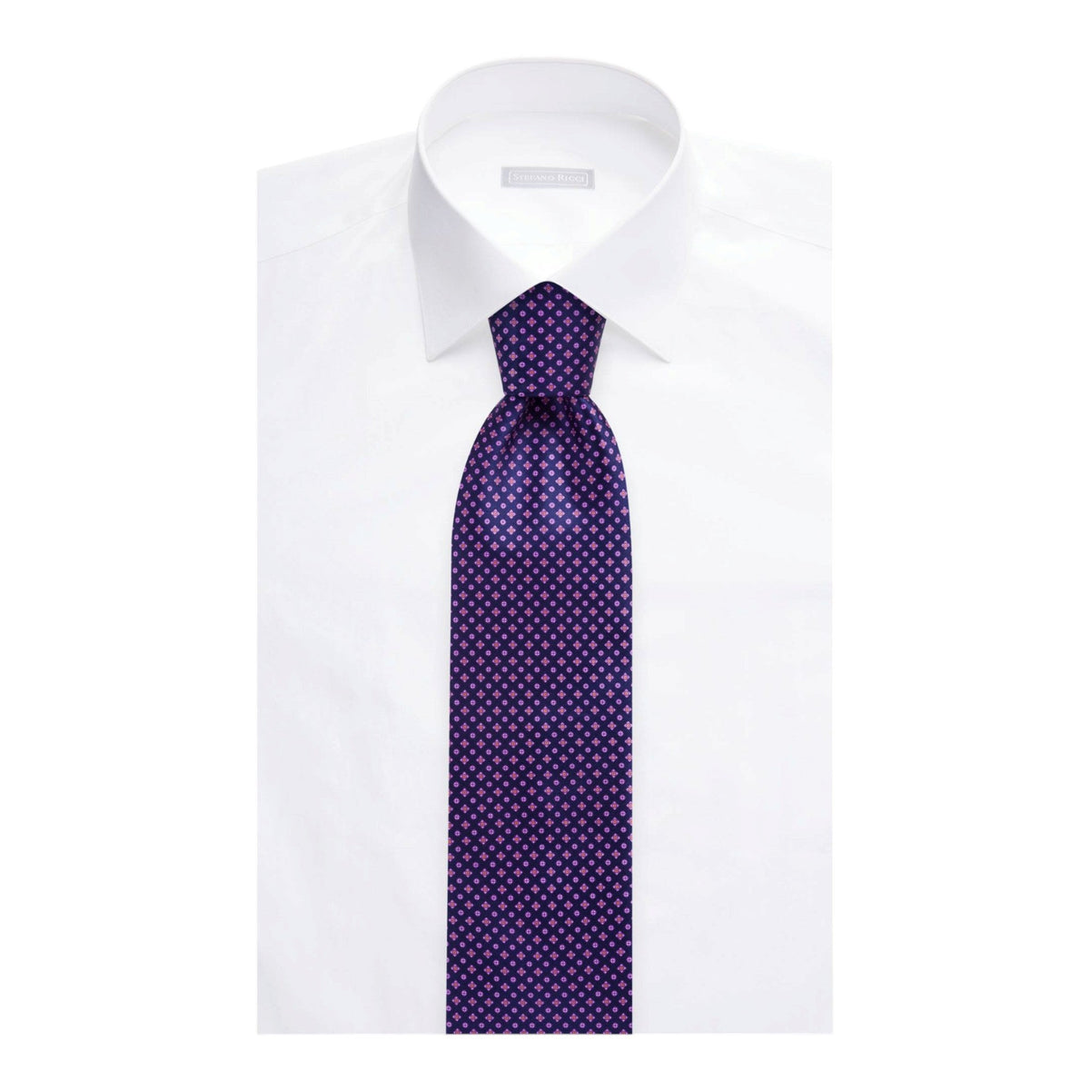 STEFANO RICCI Luxury Hand Printed Silk Tie PURPLE - Henry Bucks