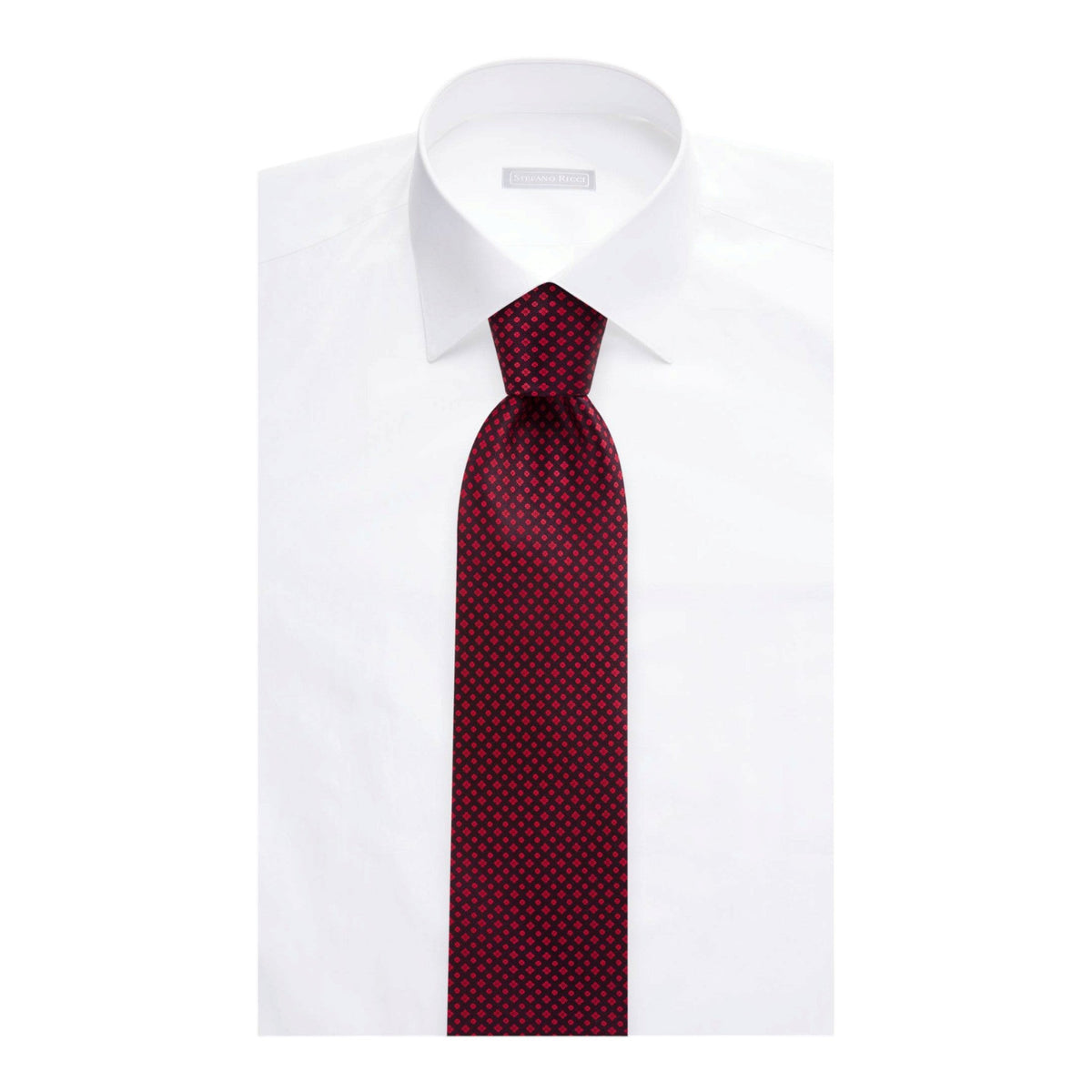 STEFANO RICCI Luxury Hand Printed Silk Tie RED - Henry Bucks