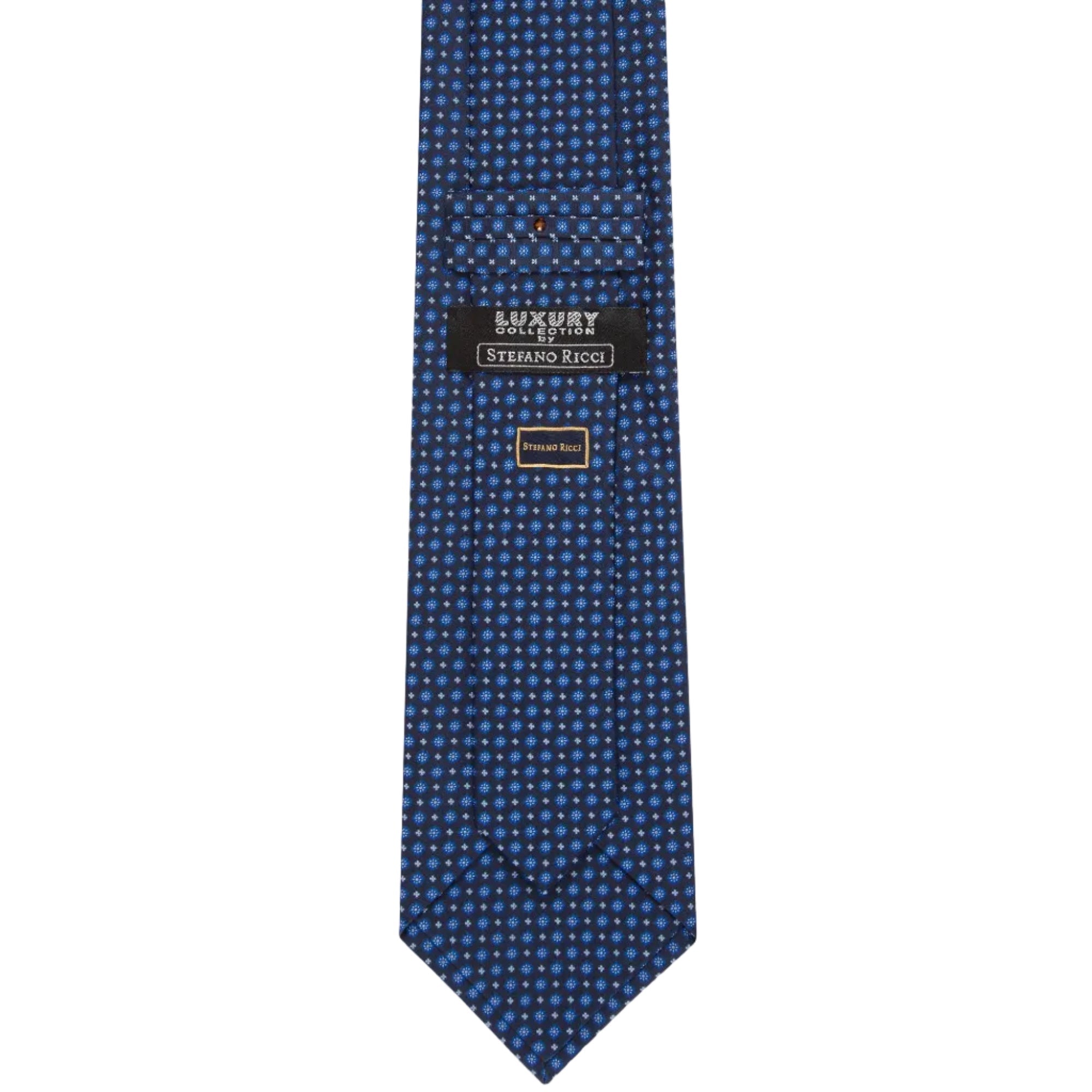 STEFANO RICCI Luxury Silk Long Tie BLACK/BLUE - Henry Bucks