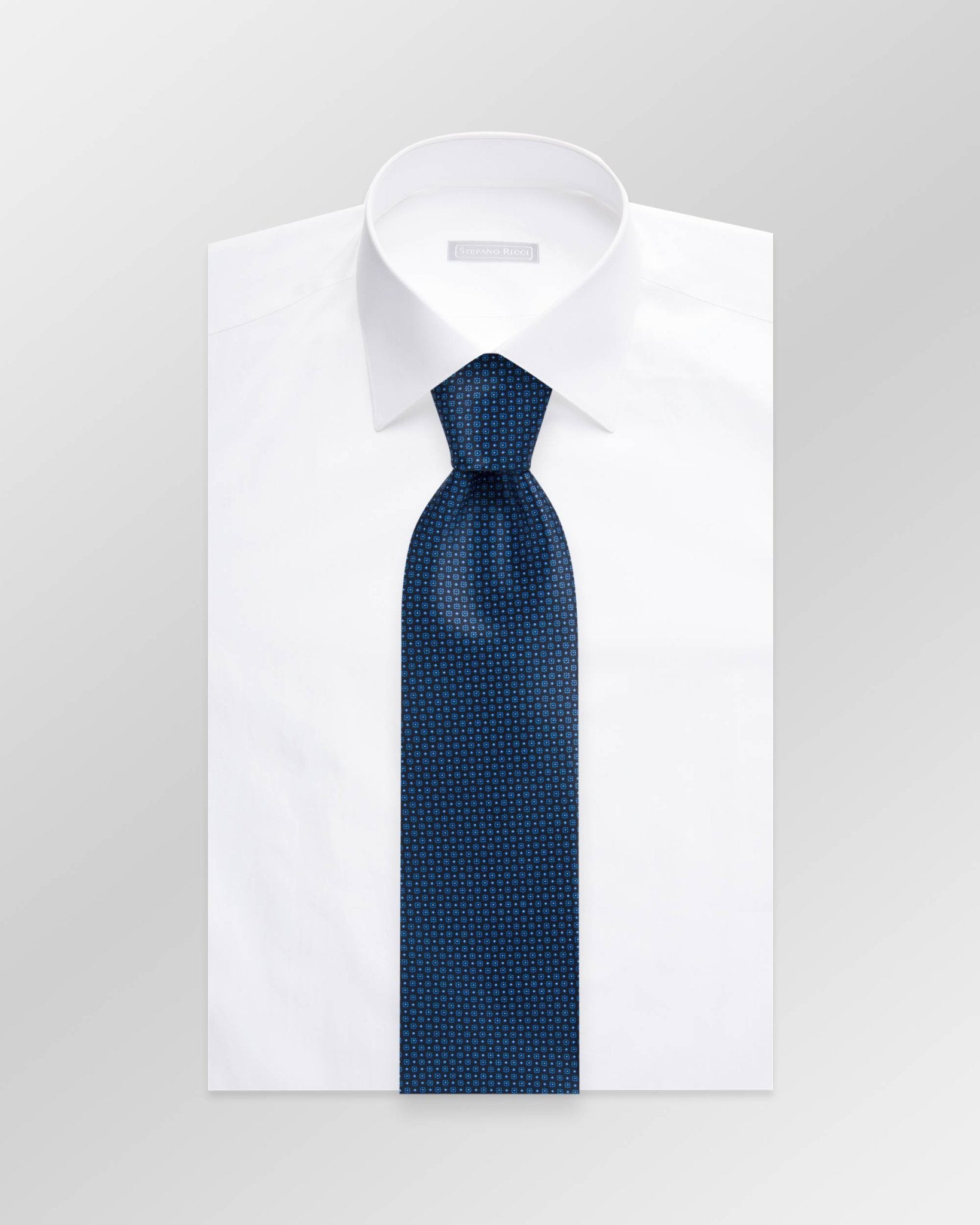 STEFANO RICCI Luxury Silk Long Tie BLACK/BLUE - Henry Bucks