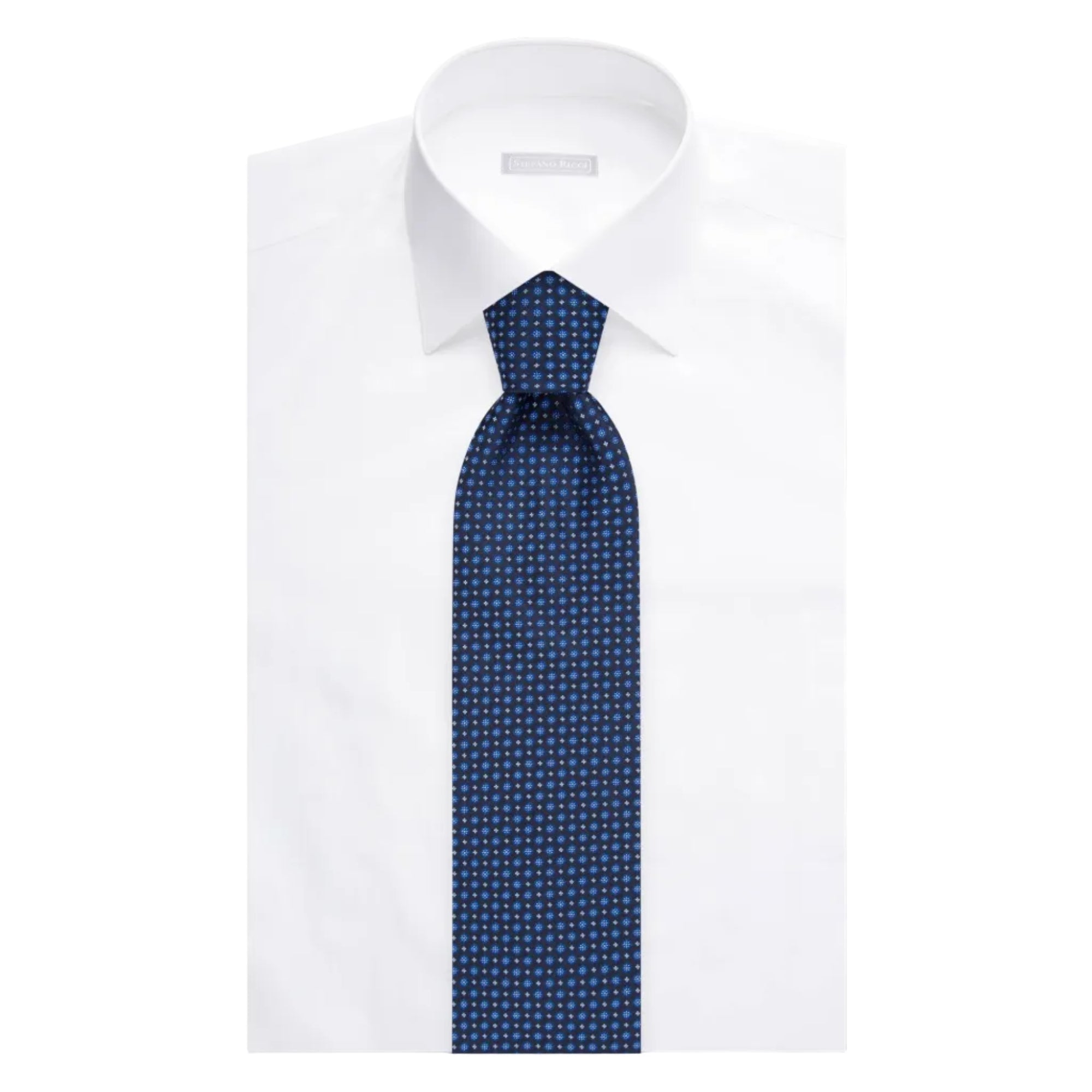 STEFANO RICCI Luxury Silk Long Tie BLACK/BLUE - Henry Bucks